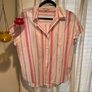 Madewell white & red striped shirt short sleeves